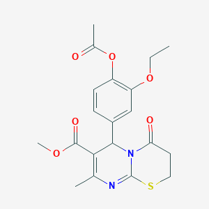 molecular formula C20H22N2O6S B11589219 methyl 6-[4-(acetyloxy)-3-ethoxyphenyl]-8-methyl-4-oxo-3,4-dihydro-2H,6H-pyrimido[2,1-b][1,3]thiazine-7-carboxylate 