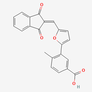 molecular formula C22H14O5 B11589220 3-[5-[(1,3-Dioxoinden-2-ylidene)methyl]furan-2-yl]-4-methylbenzoic acid 