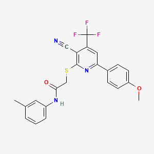 2-{[3-cyano-6-(4-methoxyphenyl)-4-(trifluoromethyl)pyridin-2-yl]sulfanyl}-N-(3-methylphenyl)acetamide