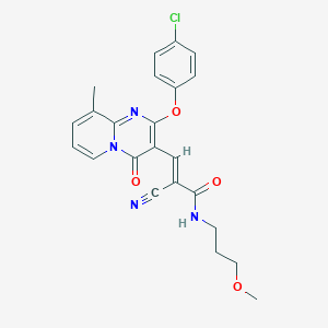 molecular formula C23H21ClN4O4 B11589235 (2E)-3-[2-(4-chlorophenoxy)-9-methyl-4-oxo-4H-pyrido[1,2-a]pyrimidin-3-yl]-2-cyano-N-(3-methoxypropyl)prop-2-enamide 