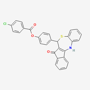 molecular formula C29H18ClNO3S B11589270 4-(5-oxo-6,12-dihydro-5H-benzo[b]indeno[1,2-e][1,4]thiazepin-6-yl)phenyl 4-chlorobenzoate 