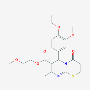 molecular formula C21H26N2O6S B11589272 2-methoxyethyl 6-(4-ethoxy-3-methoxyphenyl)-8-methyl-4-oxo-3,4-dihydro-2H,6H-pyrimido[2,1-b][1,3]thiazine-7-carboxylate 