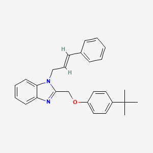 molecular formula C27H28N2O B11589279 2-[(4-tert-butylphenoxy)methyl]-1-[(2E)-3-phenylprop-2-en-1-yl]-1H-benzimidazole 