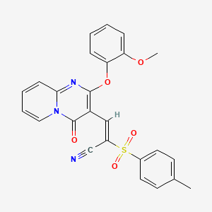 molecular formula C25H19N3O5S B11589296 (2E)-3-[2-(2-methoxyphenoxy)-4-oxo-4H-pyrido[1,2-a]pyrimidin-3-yl]-2-[(4-methylphenyl)sulfonyl]prop-2-enenitrile 