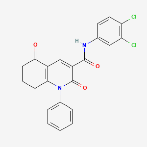 molecular formula C22H16Cl2N2O3 B11589299 N-(3,4-dichlorophenyl)-2,5-dioxo-1-phenyl-1,2,5,6,7,8-hexahydroquinoline-3-carboxamide 