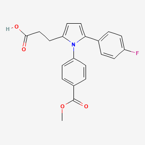 molecular formula C21H18FNO4 B11589380 3-{5-(4-fluorophenyl)-1-[4-(methoxycarbonyl)phenyl]-1H-pyrrol-2-yl}propanoic acid 