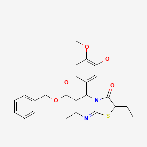 benzyl 5-(4-ethoxy-3-methoxyphenyl)-2-ethyl-7-methyl-3-oxo-2,3-dihydro-5H-[1,3]thiazolo[3,2-a]pyrimidine-6-carboxylate