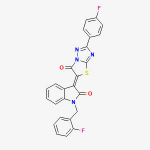 (3Z)-1-(2-fluorobenzyl)-3-[2-(4-fluorophenyl)-6-oxo[1,3]thiazolo[3,2-b][1,2,4]triazol-5(6H)-ylidene]-1,3-dihydro-2H-indol-2-one