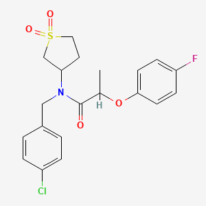 molecular formula C20H21ClFNO4S B11589462 N-(4-chlorobenzyl)-N-(1,1-dioxidotetrahydrothiophen-3-yl)-2-(4-fluorophenoxy)propanamide 