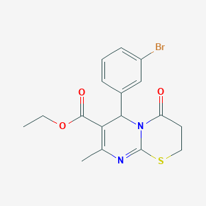 ethyl 6-(3-bromophenyl)-8-methyl-4-oxo-2H,3H,4H,6H-pyrimido[2,1-b][1,3]thiazine-7-carboxylate