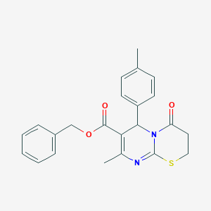 molecular formula C23H22N2O3S B11589472 benzyl 8-methyl-6-(4-methylphenyl)-4-oxo-2H,3H,4H,6H-pyrimido[2,1-b][1,3]thiazine-7-carboxylate 