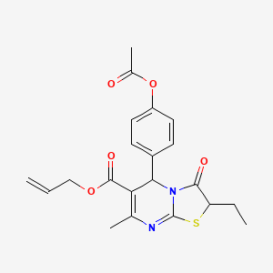 molecular formula C21H22N2O5S B11589479 prop-2-en-1-yl 5-[4-(acetyloxy)phenyl]-2-ethyl-7-methyl-3-oxo-2,3-dihydro-5H-[1,3]thiazolo[3,2-a]pyrimidine-6-carboxylate 