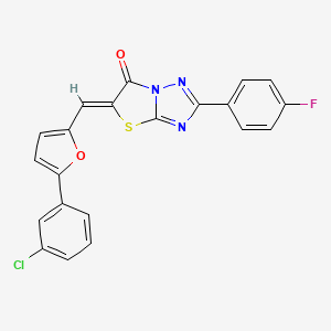 molecular formula C21H11ClFN3O2S B11589482 (5Z)-5-{[5-(3-chlorophenyl)furan-2-yl]methylidene}-2-(4-fluorophenyl)[1,3]thiazolo[3,2-b][1,2,4]triazol-6(5H)-one 