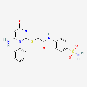 2-[(6-amino-4-oxo-1-phenyl-1,4-dihydropyrimidin-2-yl)sulfanyl]-N-(4-sulfamoylphenyl)acetamide