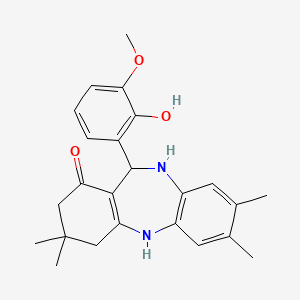 molecular formula C24H28N2O3 B11589514 11-(2-hydroxy-3-methoxyphenyl)-3,3,7,8-tetramethyl-2,3,4,5,10,11-hexahydro-1H-dibenzo[b,e][1,4]diazepin-1-one 