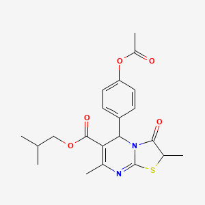 molecular formula C21H24N2O5S B11589532 2-methylpropyl 5-[4-(acetyloxy)phenyl]-2,7-dimethyl-3-oxo-2,3-dihydro-5H-[1,3]thiazolo[3,2-a]pyrimidine-6-carboxylate 