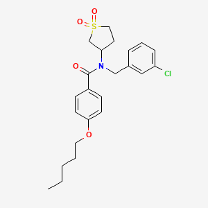 molecular formula C23H28ClNO4S B11589544 N-(3-chlorobenzyl)-N-(1,1-dioxidotetrahydrothiophen-3-yl)-4-(pentyloxy)benzamide 