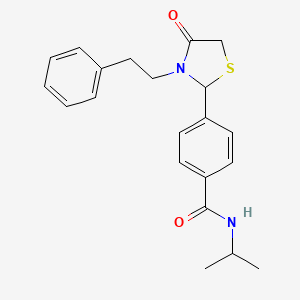 4-[4-oxo-3-(2-phenylethyl)-1,3-thiazolidin-2-yl]-N-(propan-2-yl)benzamide