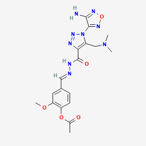 4-{(E)-[2-({1-(4-amino-1,2,5-oxadiazol-3-yl)-5-[(dimethylamino)methyl]-1H-1,2,3-triazol-4-yl}carbonyl)hydrazinylidene]methyl}-2-methoxyphenyl acetate