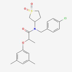 molecular formula C22H26ClNO4S B11589690 N-(4-chlorobenzyl)-2-(3,5-dimethylphenoxy)-N-(1,1-dioxidotetrahydrothiophen-3-yl)propanamide 