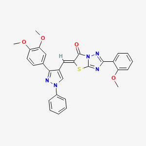 (5Z)-5-{[3-(3,4-dimethoxyphenyl)-1-phenyl-1H-pyrazol-4-yl]methylidene}-2-(2-methoxyphenyl)[1,3]thiazolo[3,2-b][1,2,4]triazol-6(5H)-one