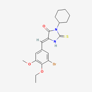 (5Z)-5-[(3-bromo-4-ethoxy-5-methoxyphenyl)methylidene]-3-cyclohexyl-2-sulfanylideneimidazolidin-4-one