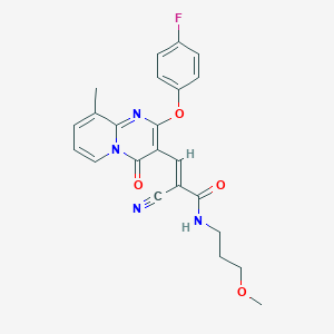 molecular formula C23H21FN4O4 B11589741 (2E)-2-cyano-3-[2-(4-fluorophenoxy)-9-methyl-4-oxo-4H-pyrido[1,2-a]pyrimidin-3-yl]-N-(3-methoxypropyl)prop-2-enamide 