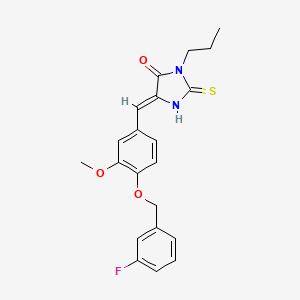 (5Z)-5-({4-[(3-Fluorophenyl)methoxy]-3-methoxyphenyl}methylidene)-3-propyl-2-sulfanylideneimidazolidin-4-one