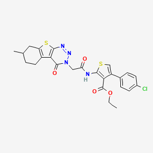 Ethyl 4-(4-chlorophenyl)-2-({2-[7-methyl-4-oxo-5,6,7,8-tetrahydro[1]benzothieno[2,3-D][1,2,3]triazin-3(4H)-YL]acetyl}amino)-3-thiophenecarboxylate