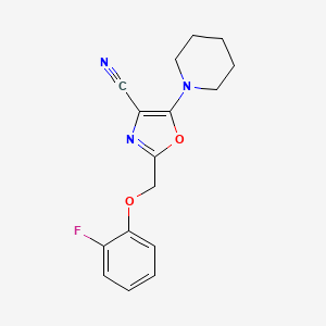 2-[(2-Fluorophenoxy)methyl]-5-(piperidin-1-yl)-1,3-oxazole-4-carbonitrile