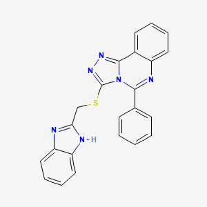 molecular formula C23H16N6S B11589790 3-[(1H-benzimidazol-2-ylmethyl)sulfanyl]-5-phenyl[1,2,4]triazolo[4,3-c]quinazoline 