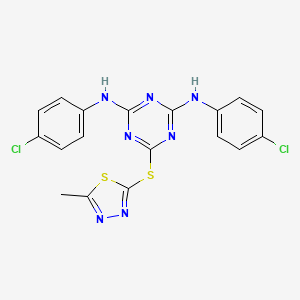 N,N'-bis(4-chlorophenyl)-6-[(5-methyl-1,3,4-thiadiazol-2-yl)sulfanyl]-1,3,5-triazine-2,4-diamine