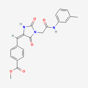 molecular formula C21H19N3O5 B11589797 methyl 4-[(E)-(1-{2-[(3-methylphenyl)amino]-2-oxoethyl}-2,5-dioxoimidazolidin-4-ylidene)methyl]benzoate 