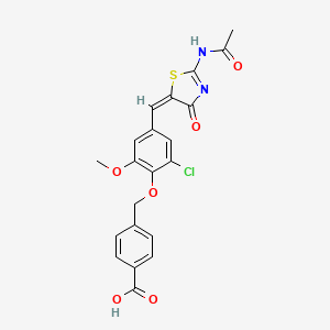 4-[(4-{(E)-[2-(acetylamino)-4-oxo-1,3-thiazol-5(4H)-ylidene]methyl}-2-chloro-6-methoxyphenoxy)methyl]benzoic acid