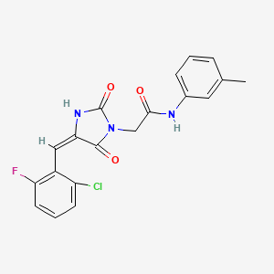 molecular formula C19H15ClFN3O3 B11589850 2-[(4E)-4-(2-chloro-6-fluorobenzylidene)-2,5-dioxoimidazolidin-1-yl]-N-(3-methylphenyl)acetamide 