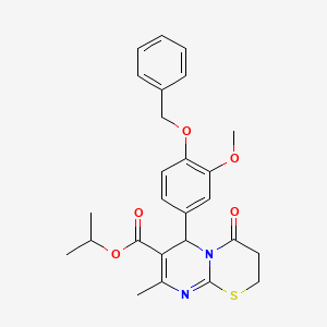 molecular formula C26H28N2O5S B11589863 isopropyl 6-[4-(benzyloxy)-3-methoxyphenyl]-8-methyl-4-oxo-3,4-dihydro-2H,6H-pyrimido[2,1-b][1,3]thiazine-7-carboxylate 