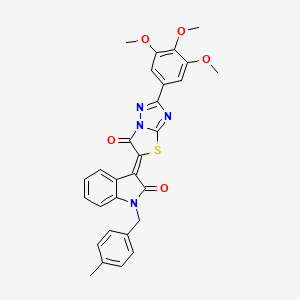 (3Z)-1-(4-methylbenzyl)-3-[6-oxo-2-(3,4,5-trimethoxyphenyl)[1,3]thiazolo[3,2-b][1,2,4]triazol-5(6H)-ylidene]-1,3-dihydro-2H-indol-2-one