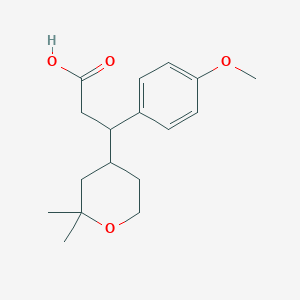 molecular formula C17H24O4 B11589892 3-(2,2-dimethyloxan-4-yl)-3-(4-methoxyphenyl)propanoic Acid 