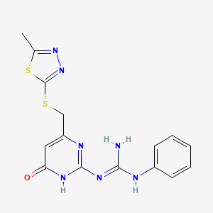 molecular formula C15H15N7OS2 B11589894 1-(6-{[(5-Methyl-1,3,4-thiadiazol-2-yl)sulfanyl]methyl}-4-oxo-1,4-dihydropyrimidin-2-yl)-3-phenylguanidine 