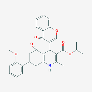 molecular formula C30H29NO6 B11589900 propan-2-yl 7-(2-methoxyphenyl)-2-methyl-5-oxo-4-(4-oxo-4H-chromen-3-yl)-1,4,5,6,7,8-hexahydroquinoline-3-carboxylate 