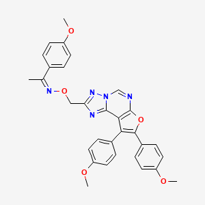 (1Z)-N-{[8,9-bis(4-methoxyphenyl)furo[3,2-e][1,2,4]triazolo[1,5-c]pyrimidin-2-yl]methoxy}-1-(4-methoxyphenyl)ethanimine