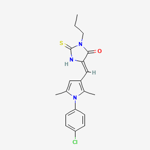 molecular formula C19H20ClN3OS B11589940 (5Z)-5-{[1-(4-chlorophenyl)-2,5-dimethyl-1H-pyrrol-3-yl]methylidene}-3-propyl-2-thioxoimidazolidin-4-one 