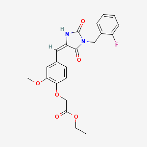 ethyl (4-{(E)-[1-(2-fluorobenzyl)-2,5-dioxoimidazolidin-4-ylidene]methyl}-2-methoxyphenoxy)acetate