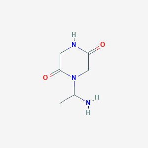 molecular formula C6H11N3O2 B115900 1-(1-Aminoethyl)piperazine-2,5-dione CAS No. 146511-07-1