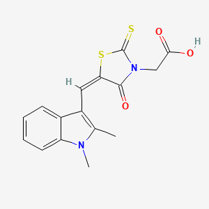 {(5E)-5-[(1,2-dimethyl-1H-indol-3-yl)methylidene]-4-oxo-2-thioxo-1,3-thiazolidin-3-yl}acetic acid