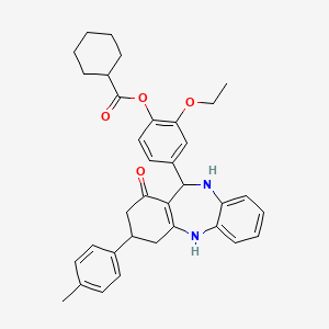 2-ethoxy-4-[3-(4-methylphenyl)-1-oxo-2,3,4,5,10,11-hexahydro-1H-dibenzo[b,e][1,4]diazepin-11-yl]phenyl cyclohexanecarboxylate