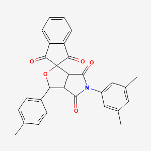 molecular formula C29H23NO5 B11590063 5-(3,5-dimethylphenyl)-3-(4-methylphenyl)-3a,6a-dihydrospiro[furo[3,4-c]pyrrole-1,2'-indene]-1',3',4,6(3H,5H)-tetrone 