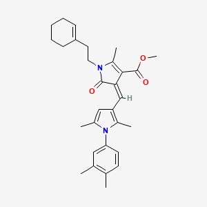 molecular formula C30H36N2O3 B11590133 methyl (4Z)-1-[2-(cyclohex-1-en-1-yl)ethyl]-4-{[1-(3,4-dimethylphenyl)-2,5-dimethyl-1H-pyrrol-3-yl]methylidene}-2-methyl-5-oxo-4,5-dihydro-1H-pyrrole-3-carboxylate 