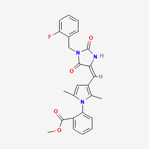 methyl 2-(3-{(E)-[1-(2-fluorobenzyl)-2,5-dioxoimidazolidin-4-ylidene]methyl}-2,5-dimethyl-1H-pyrrol-1-yl)benzoate