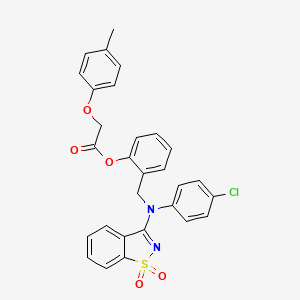 2-{[(4-Chlorophenyl)(1,1-dioxido-1,2-benzothiazol-3-yl)amino]methyl}phenyl (4-methylphenoxy)acetate